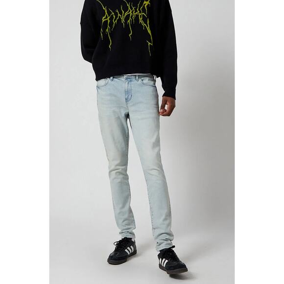 PacSun Men’s Stretch Light Indigo Stacked Skinny Jeans Size 31X32 - Picture 1 of 11